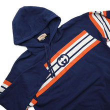 将图像加载到图库查看器中，GUCCI hoodie parka 2021 Size XL Navy/White/Orange646953 Cotton100%
