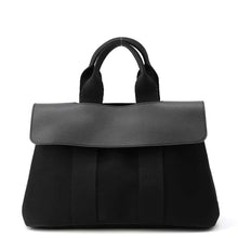 将图像加载到图库查看器中，HERMES Valparaiso Black Toile Chevrons Leather Size PM
