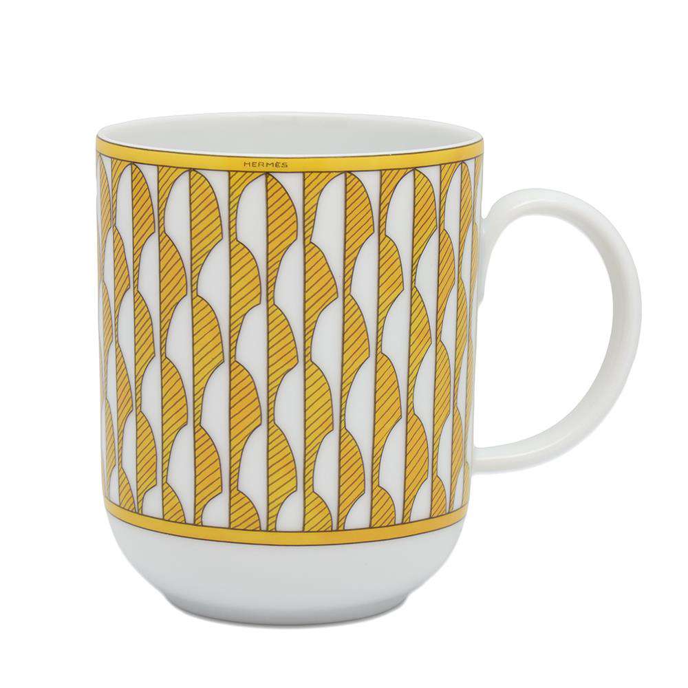 HERMES Mug [Soleil] No1 Yellow/White Porcelain