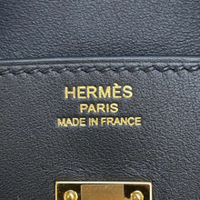 将图像加载到图库查看器中，HERMES Birkin Black/Navy Toile Cadrille Swift Leather Size 25
