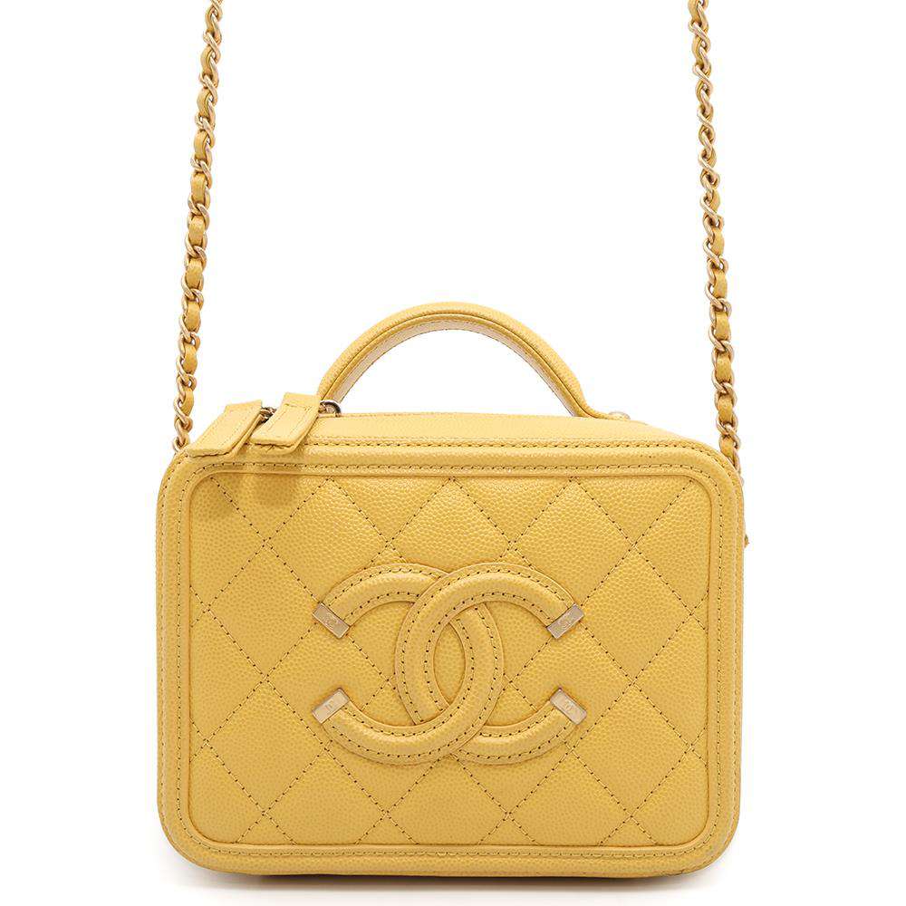 CHANEL CCFiligree vanity bag YellowA93342 Caviar Leather