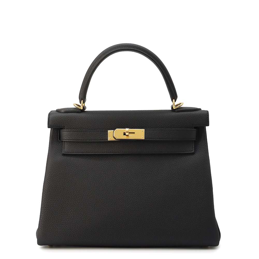 HERMES Kelly Retourne Black Togo Leather Size 28