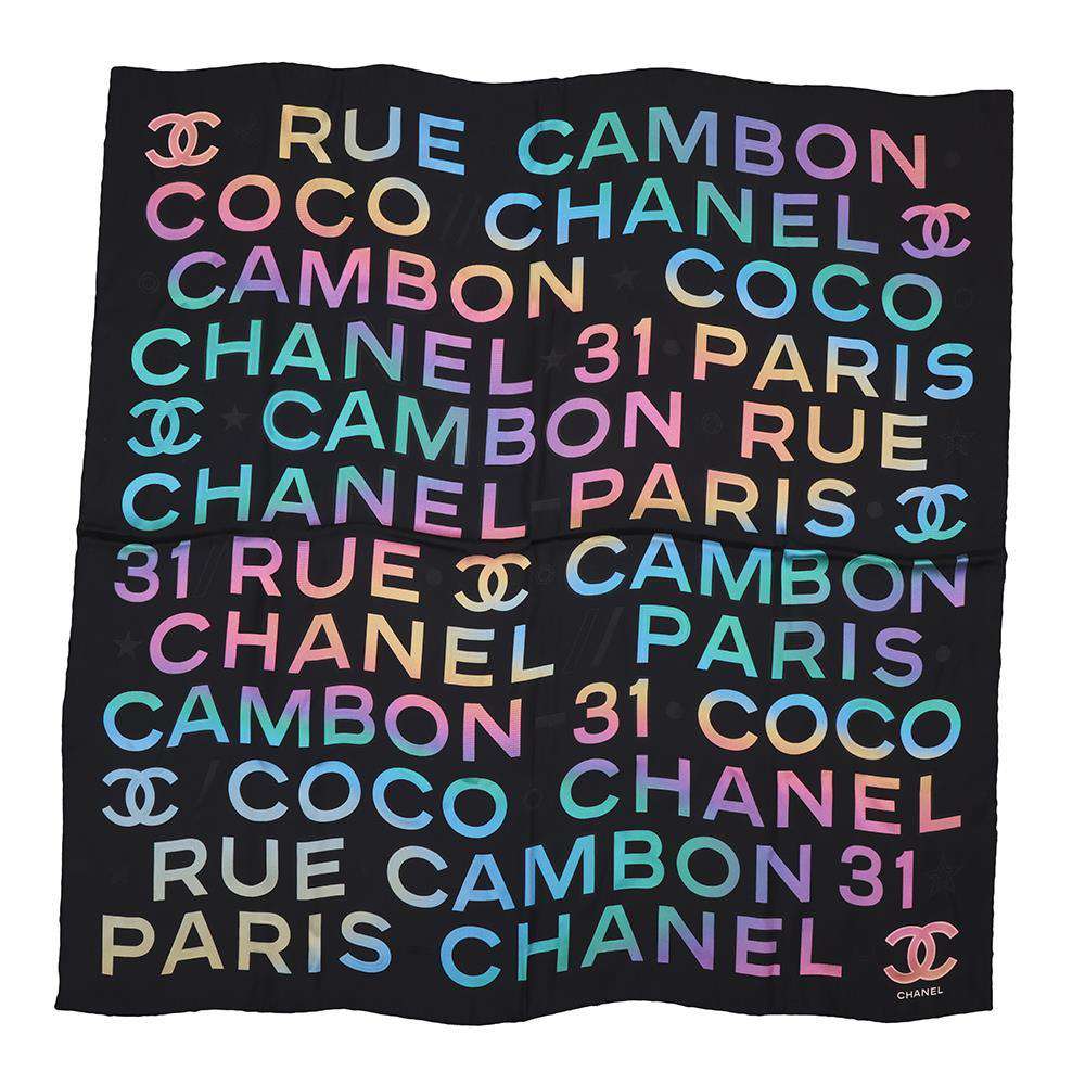 CHANEL Logo scarf Black/MulticolorAA9719 Silk100%