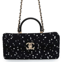 Load image into Gallery viewer, CHANEL Top Handle Box Bag Black/WhiteAS4471 Tweed Leather Sequins
