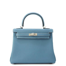 将图像加载到图库查看器中，HERMES Kelly Retourne New Blue Jean Togo Leather Size 25
