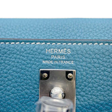 将图像加载到图库查看器中，HERMES Kelly Retourne New Blue Jean Togo Leather Size 25
