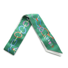 将图像加载到图库查看器中，HERMES Twilly Do Re Boucles Vert Vif/Blanc/Multicolor Silk100%
