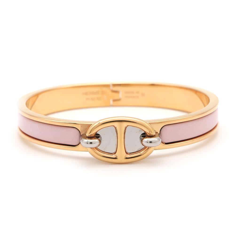 HERMES Mini Clic Chaine d'Ancre Bracelet Size PM Rose Kander Metal