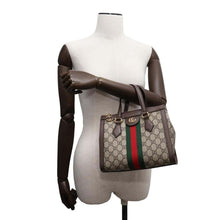 Load image into Gallery viewer, GUCCI OBDIA GG Supreme 2WAY Tote Bag Beige/Brown547551 PVC Leather Size Small
