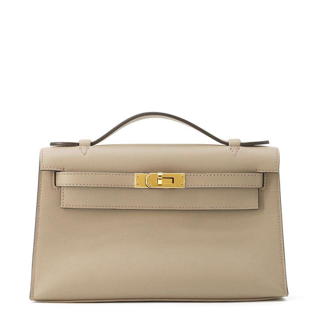 HERMES PochetteKelly Beige Marfa Swift Leather