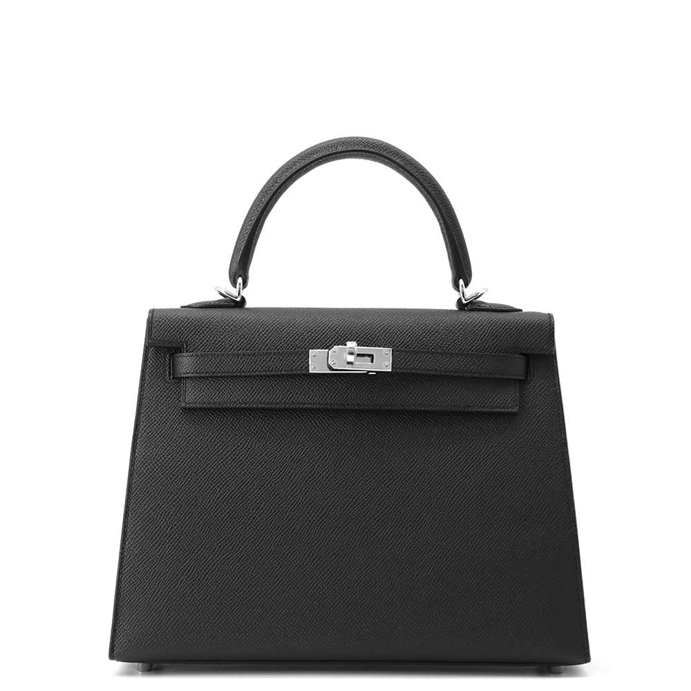 HERMES Kelly Sellier Black Epsom Size 25