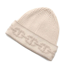 Load image into Gallery viewer, HERMES Heaven Beanie Knit Cap Size M Beige/Gray Cashmere99% Elastine1%
