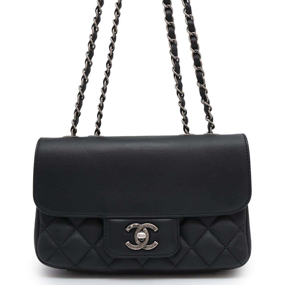 CHANEL Matelasse ChainShoulder Bag Black Caviar Leather Leather