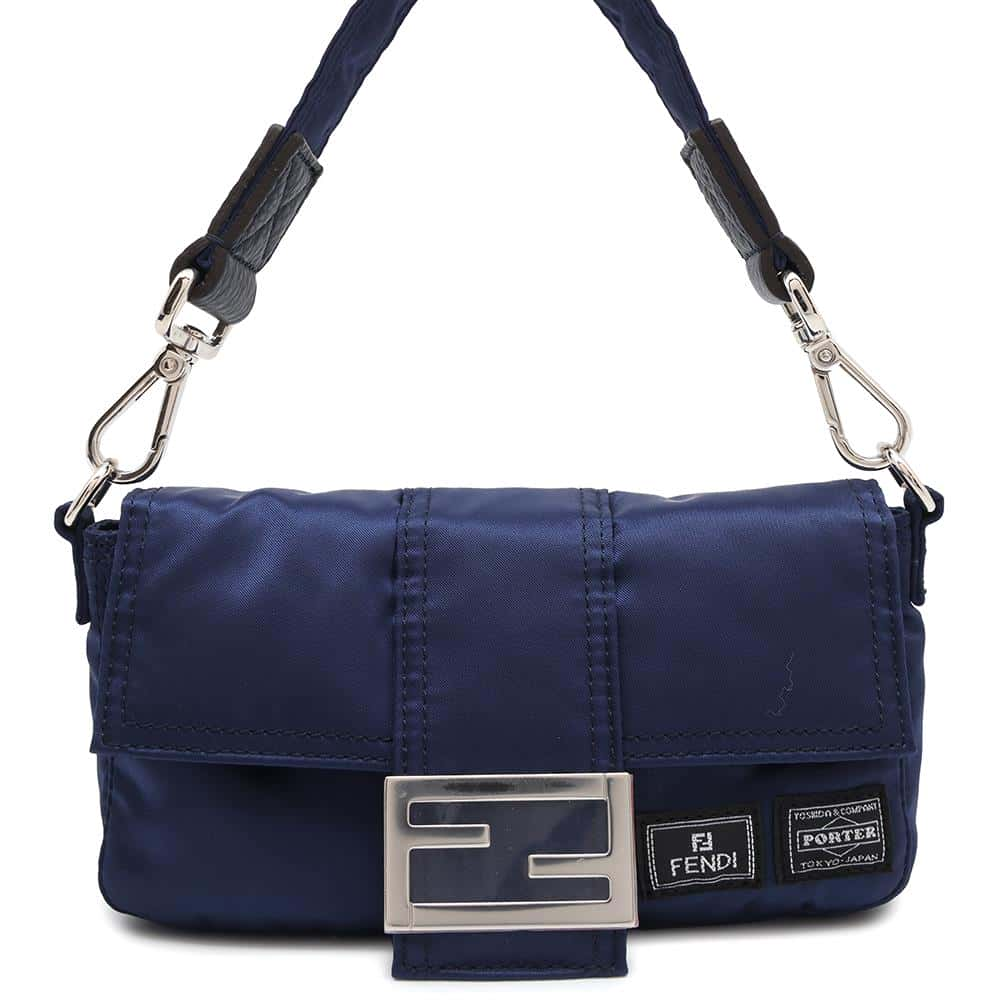 FENDI Porter 25th Anniversary Collaboration Bucket Phone Case 3way Crossbody Bag Blue7AS138 Nylon Leather Size Mini