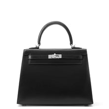 将图像加载到图库查看器中，HERMES Kelly Sellier Black Box Calf Leather Size 25
