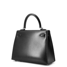 将图像加载到图库查看器中，HERMES Kelly Sellier Black Box Calf Leather Size 25
