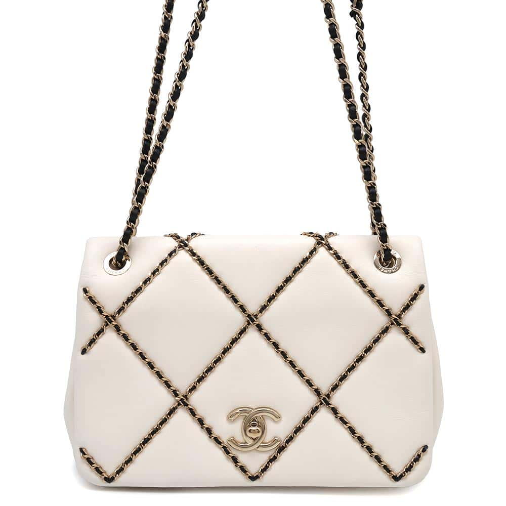 CHANEL ChainShoulder White/BlackAS2383 Lambskin