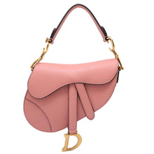 将图像加载到图库查看器中，Dior Saddle bag Pink Leather Size Mini
