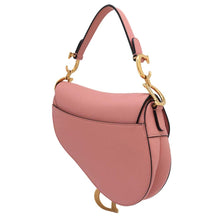 将图像加载到图库查看器中，Dior Saddle bag Pink Leather Size Mini
