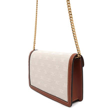 将图像加载到图库查看器中，CELINE Triomphe Chain Wallet Ivory/Brown10L462FI6.02GR Canvas/Leather
