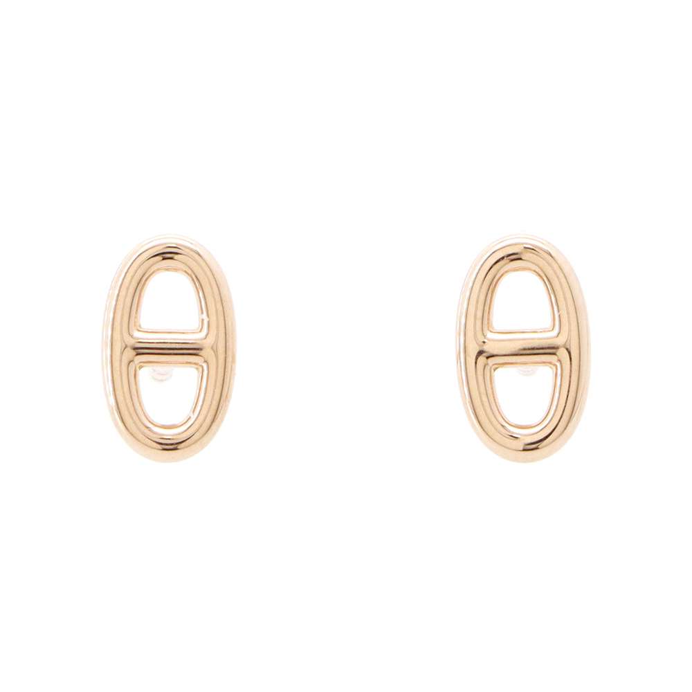 HERMES Chaine d'Ancre Farandole Stud Earrings Size TPM 18K Pink Gold