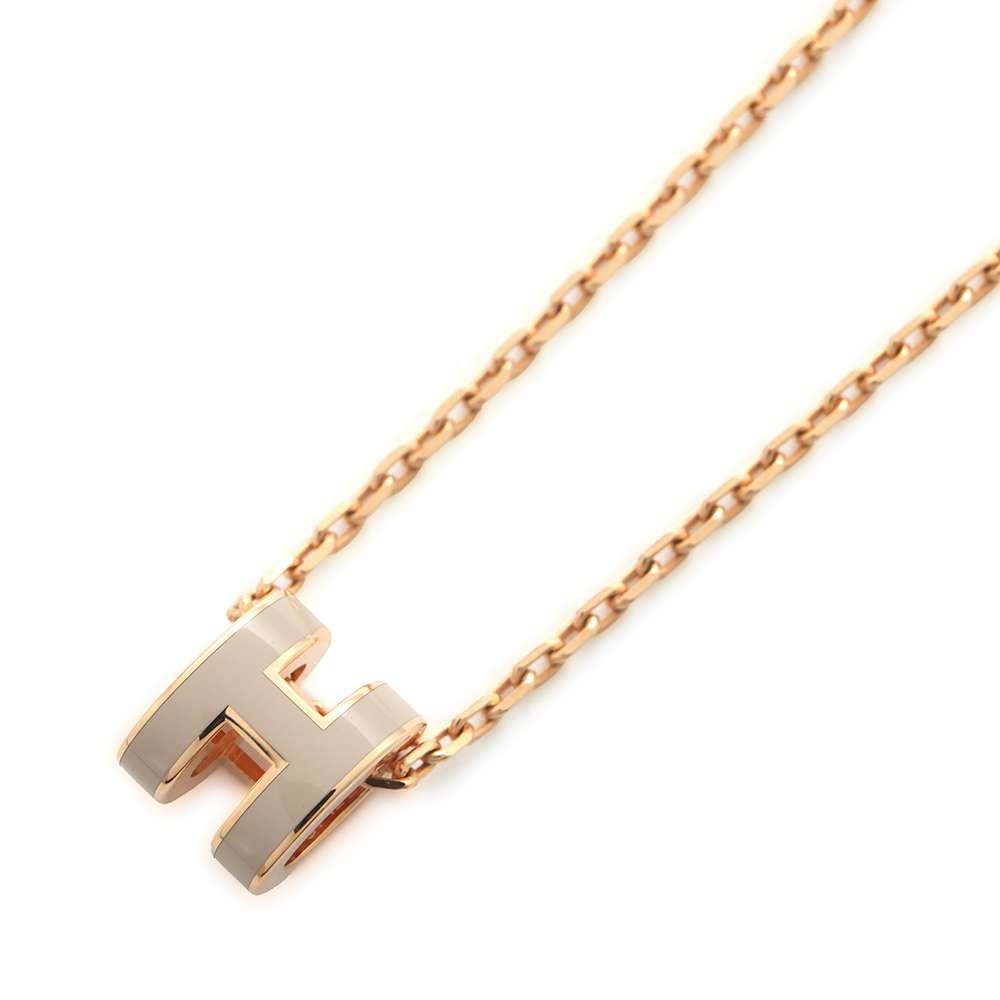 HERMES Pop Ash Necklace Size Mini Marong rasse Metal Lacquer