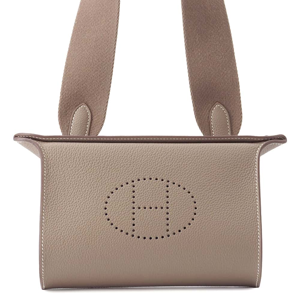 HERMES Videpoches Shoulder Bag Etoupe Togo Leather