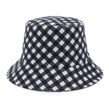 Load image into Gallery viewer, Dior Oblique Check Pattern Reversible Bucket Hat Size 56 Navy/White22VIC923I130 Polyester49% Cotton46% Polyurethane5%
