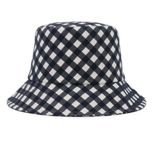 Load image into Gallery viewer, Dior Oblique Check Pattern Reversible Bucket Hat Size 56 Navy/White22VIC923I130 Polyester49% Cotton46% Polyurethane5%
