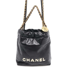 Load image into Gallery viewer, CHANEL CHANEL22 Handbag BlackAS3980 Shiny Calf Leather Size Mini
