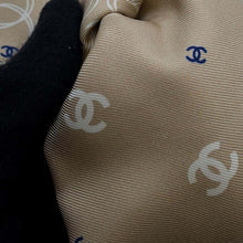 Load image into Gallery viewer, CHANEL CC Logo Ribbon Motif Scrunchie Beige/White/NavyAA9376 Silk100%
