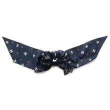 Load image into Gallery viewer, CHANEL CC Logo Ribbon Motif Scrunchie Navy/White/PinkAA9376 Silk100%
