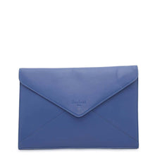 将图像加载到图库查看器中，Berluti Logo Clutch Bag Blue Leather
