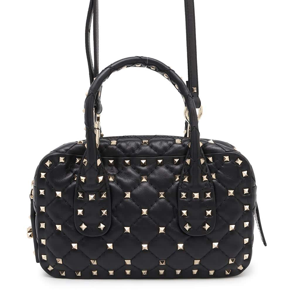 Valentino Garavani Rock Studded 2way Mini Travel Bag Black Leather