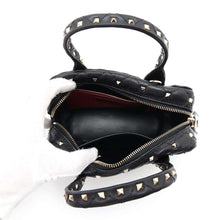 将图像加载到图库查看器中，Valentino Garavani Rock Studded 2way Mini Travel Bag Black Leather
