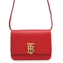 将图像加载到图库查看器中，BURBERRY TB Shoulder Bag Red Leather
