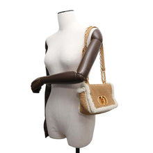 将图像加载到图库查看器中，Dior Caro Chain Shoulder Bag Brown/White Mouton suede
