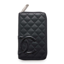 将图像加载到图库查看器中，CHANEL Cambon Line Zip Around Long Wallet Black/PinkA50078 Calf Leather/Patent Leather
