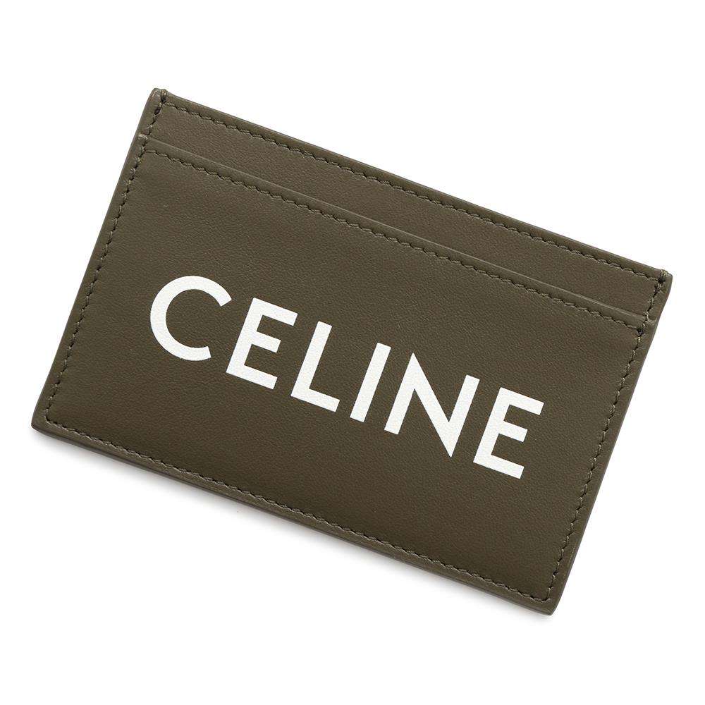 CELINE Logo Card Case Khaki10B703DMF Calf Leather