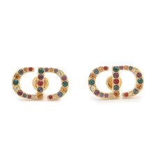 将图像加载到图库查看器中，Dior Rhinestone logo Earrings Multicolor Metal
