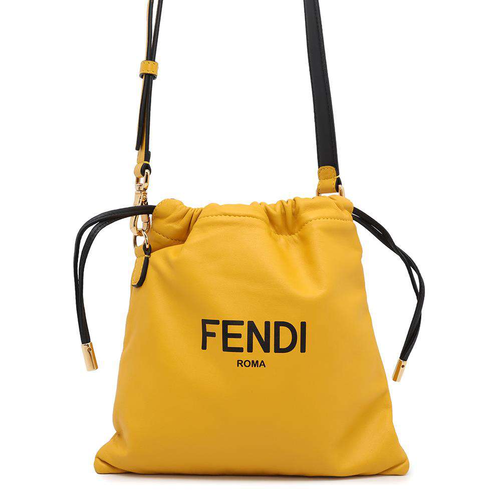 FENDI Slim Clutch Shoulder Bag Yellow7VA510 Leather