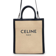 将图像加载到图库查看器中，CELINE Vertical Cabas Beige/Navy192082DL4 Canvas Leather Size Small
