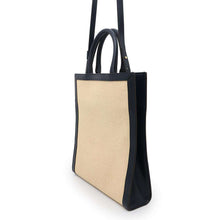 将图像加载到图库查看器中，CELINE Vertical Cabas Beige/Navy192082DL4 Canvas Leather Size Small
