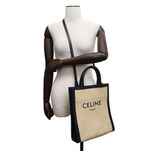 Load image into Gallery viewer, CELINE Vertical Cabas Beige/Navy192082DL4 Canvas Leather Size Small
