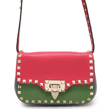 将图像加载到图库查看器中，Valentino Garavani Studded Shoulder Bag Gray/Red/Green/Pink Leather
