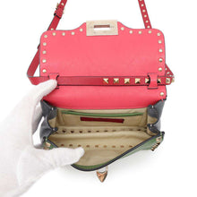 将图像加载到图库查看器中，Valentino Garavani Studded Shoulder Bag Gray/Red/Green/Pink Leather
