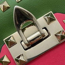 将图像加载到图库查看器中，Valentino Garavani Studded Shoulder Bag Gray/Red/Green/Pink Leather
