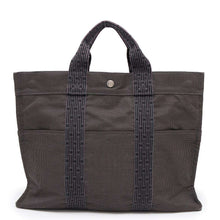 将图像加载到图库查看器中，HERMES Her Line Tote Gray Canvas Size MM
