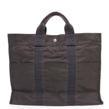 将图像加载到图库查看器中，HERMES Her Line Tote Gray Canvas Size MM
