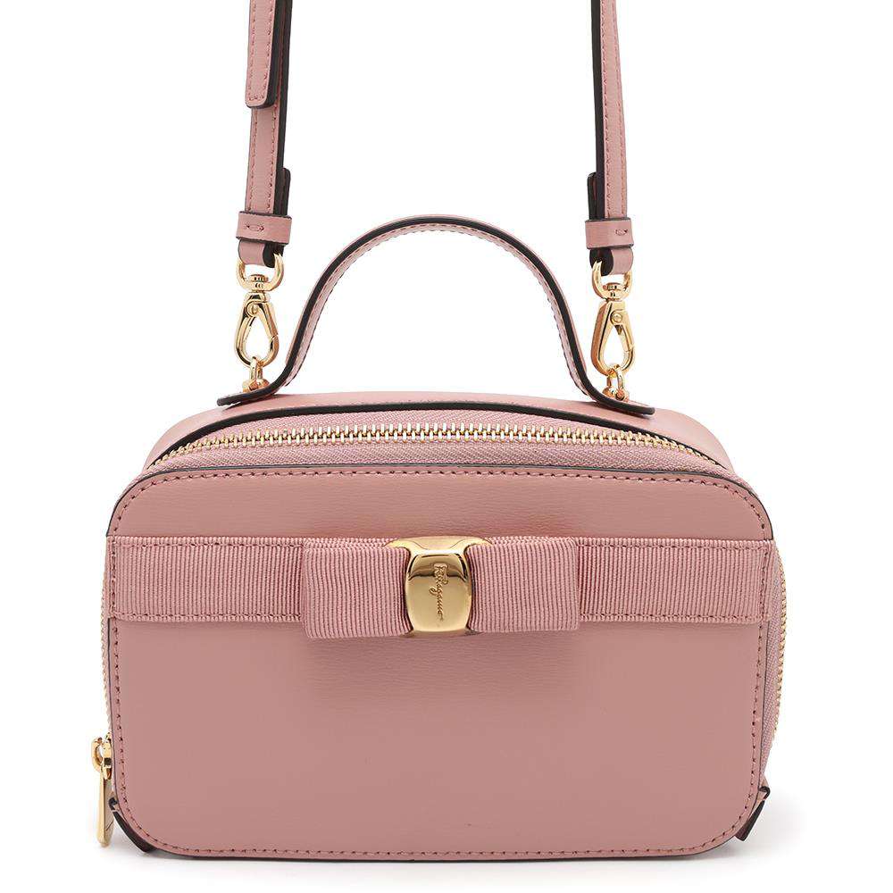 Ferragamo Vara Ribbon 2way Bag Pink22 E004 Leather